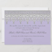 ティアドロップレース、ラベンダー&グレー – ウェディング招待 招待状 (正面)