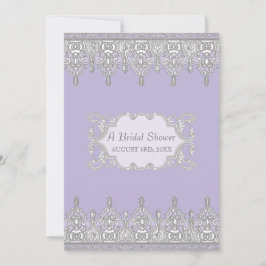 ティアドロップレース,ラベンダー&グレー – ブライダルシャワー 招待状