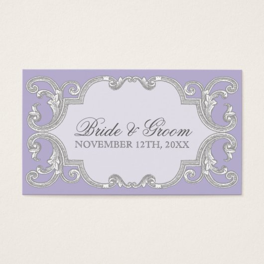 ティアドロップレース、ラベンダー-結婚式の引き出物ギフトラベル (正面)