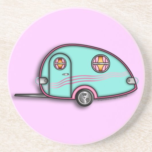 ティアドロップRVトレーラーサンドストーンコースター コースター (正面)