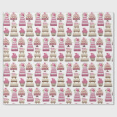 ティアド結婚ケーキかわいいパターン ラッピングペーパー (フラット)