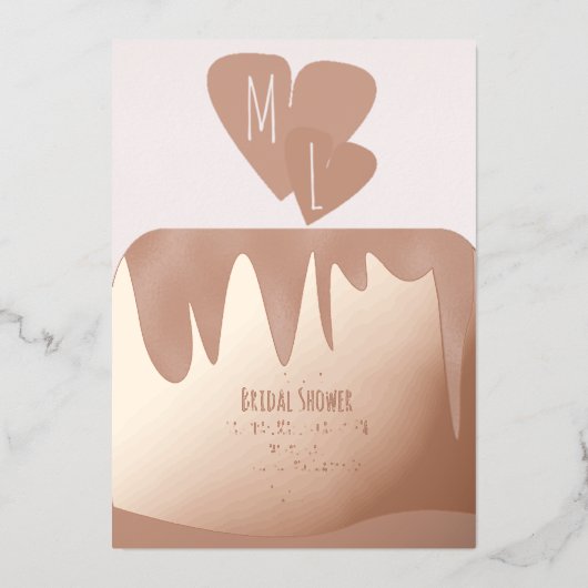 ティアド・ケーキブライダルシャワー押し 箔招待状 (正面)