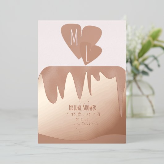 ティアド・ケーキブライダルシャワー押し 箔招待状 (立ち正面)