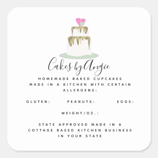 ティアド・ケーキロゴ自家製フードビジネス スクエアシール (正面)