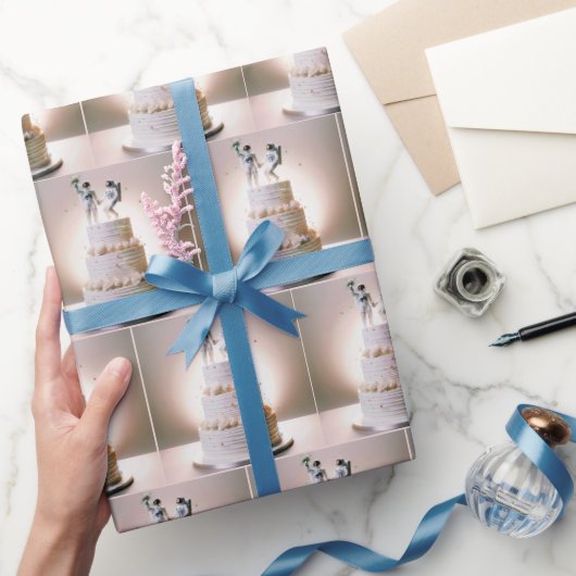 ティアド・ケーキ結婚の宇宙飛行士 ラッピングペーパー (ギフト)