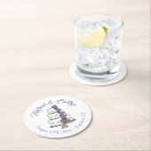 ティアド・パープル結婚フローラのケーキブライダルシャワー ラウンドペーパーコースター (インサイチュ)