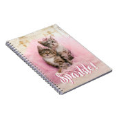 ティアラおよびピンクのきらめくチュチュの甘い子ネコ ノートブック (右側)