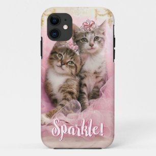 ティアラおよびピンクのきらめくチュチュの甘い子ネコ iPhone 11 ケース