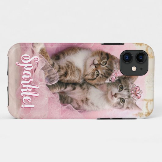ティアラおよびピンクのきらめくチュチュの甘い子ネコ Case-Mate iPhoneケース (裏面(横))