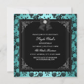 ティアラかわいらし&ボウティール(緑がかった色)スウィート16招待状 招待状 (裏面)