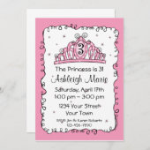 ティアラのプリンセスの第3誕生日のカスタムの招待状 招待状 (正面/裏面)
