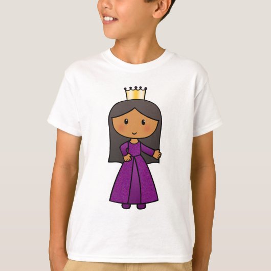 ティアラを持つ漫画の切り貼り芸術のかわいいプリンセス Tシャツ (正面)