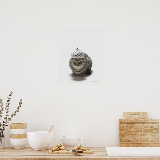 ティアラを着た猫 ポスター (キッチン)