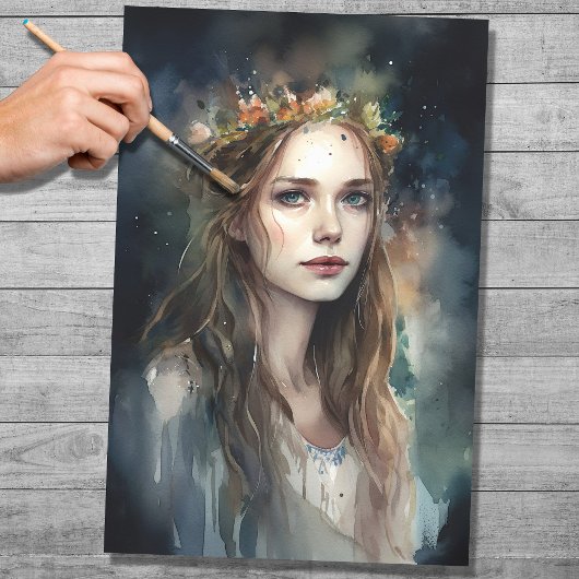 ティアラウォーター色の女性3 Decopage紙 薄葉紙