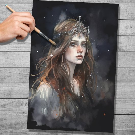 ティアラウォーター色1デクページ紙の女性 薄葉紙