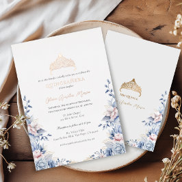 ティアラエレガントバラ金ゴールドブルーバラキンセアニラ 箔招待状