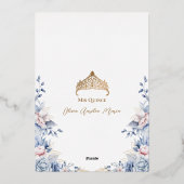 ティアラエレガントバラ金ゴールドブルーバラキンセアニラ 箔招待状 (裏面)