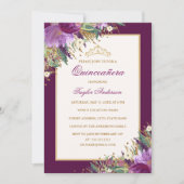 ティアラグリッターアメジストパープルフローラキンセアニェラ 招待状 (正面)