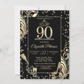 ティアラグリッターハイトダイヤモンドスワーズ90誕生日 招待状 (正面)