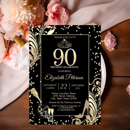 ティアラグリッターハイトダイヤモンドスワーズ90誕生日 招待状