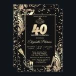 ティアラグリッターハイトダイヤモンドSwirls 40th Birthday 招待状<br><div class="desc">ティアラエレガント、ダイヤモンド、金ゴールドグリッターヒール、シャンパンボトルとガラスと黒い背景の渦巻き。あなたの名前と一緒にカスタマイズいる美しい招待。「カスタマイズ」ボタンを選択して、フォントのスタイル、色、サイズを変更する。</div>