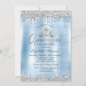 ティアラシルバーグリッタードロップブルーキンセアニラ 招待状 (正面)