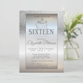 ティアラシルバーグリッター《写真》ぼけ味グラデーションスウィート16パーティー 招待状 (スタンド正面)