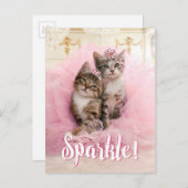 ティアラスとピンクのスパークリチュツの甘い子猫 ポストカード (正面/裏面)