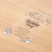 ティアラスターズフラワーズバラ金ゴールドバースデーパーティー アクリル招待状 (レイダウン)