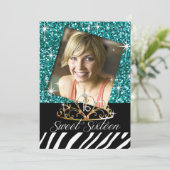 ティアラゼブラきらきら光るスウィート16誕生祝い 招待状 (スタンド正面)