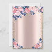 ティアラダイアモンズブルーバラバラ金ゴールド85th誕生日 招待状 (裏面)