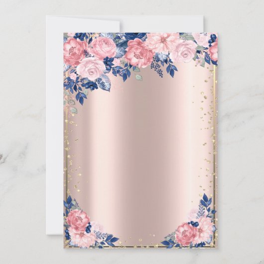 ティアラダイアモンズブルーバラバラ金ゴールド90th誕生日 招待状 (裏面)