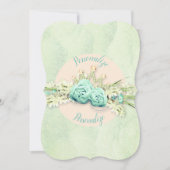 ティアラダイヤモンドフローラ及びレースミントクリームティール(緑がかった色) 招待状 (正面)