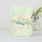 ティアラダイヤモンドフローラ及びレースミントクリームティール(緑がかった色) 招待状 (スタンド正面)