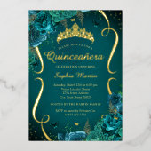 ティアラティール（緑がかった色）バラフローラバタフライキンセアニェラ 箔招待状 (正面)