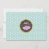 ティアラトゥピンクバレエミントグリッター誕生日写真 招待状 (裏面)