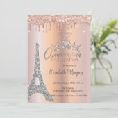 ティアラドロップズグリッターバラ金ゴールド 招待状 (スタンド正面)