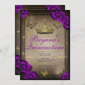 ティアラバタフライブライトパープルバラクインセアニラ 招待状 (正面/裏面)