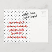 ティアラパーティーどこ私の口紅水玉模様 インビテーションポストカード (裏面)