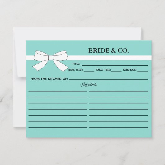 ティアラパーティーキッチンブライダルシャワーレシピカード (正面)