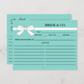 ティアラパーティーキッチンブライダルシャワーレシピカード (正面/裏面)