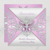 ティアラピンクバタフライキンセアニェラ15日パーティー 招待状 (正面/裏面)