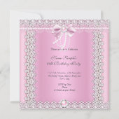 ティアラピンクホワイトパールレースボウバースデーパーティー2 招待状 (裏面)