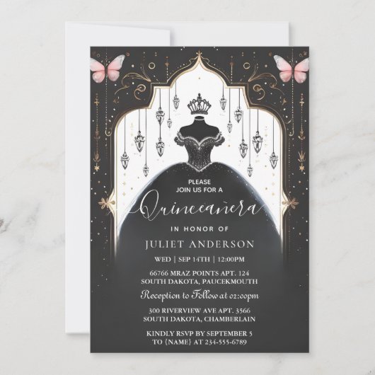 ティアラファミリーラテンアメリカ系女性ガーリースペインのキンセアニェラ 招待状 (正面)