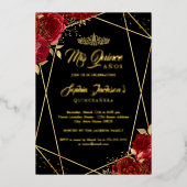 ティアラフローラ金ゴールドレッドキンセアニェラ モダン 箔招待状 (正面)