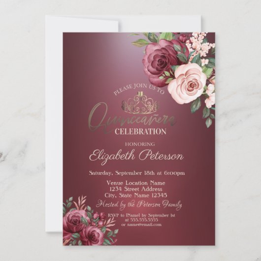 ティアラブルゴーニュバラフラワーズキンチェニェラ 招待状 (正面)