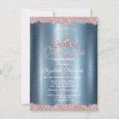 ティアラブルーエレガントメタリックキンセアニラ 招待状 (正面)
