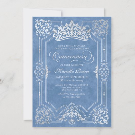 ティアラプリンセスブルーフェアユタールフォトキンセアニェラ 招待状 (正面)