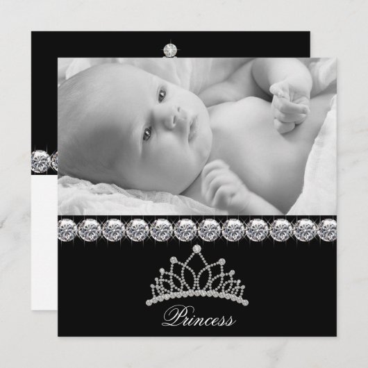 ティアラプリンセスベビーの誕生のお知らせ 案内状 (正面/裏面)