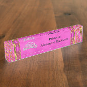 ティアラプリンセスホットピンク金ゴールド名 デスクネームプレート (側面)